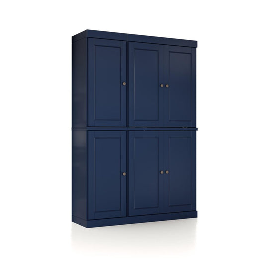 72" Navy Blue Solid Wood 8 Pantry Or Storage Closet HomeRoots