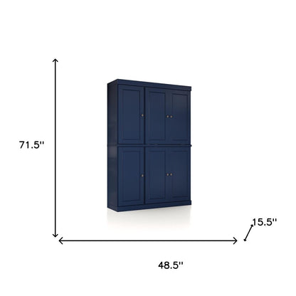 72" Navy Blue Solid Wood 8 Pantry Or Storage Closet HomeRoots