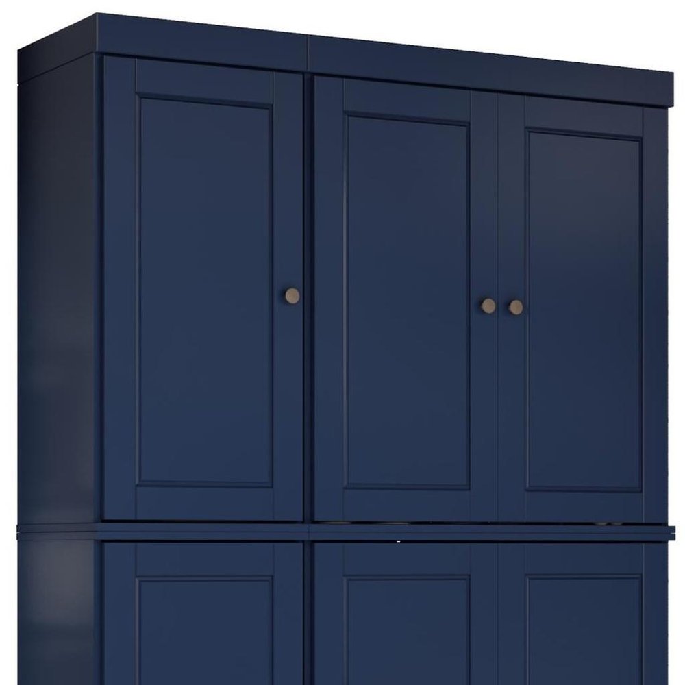 72" Navy Blue Solid Wood 8 Pantry Or Storage Closet HomeRoots