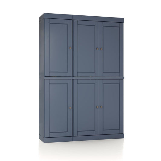 72" French Blue Solid Wood 8 Pantry Or Storage Closet HomeRoots