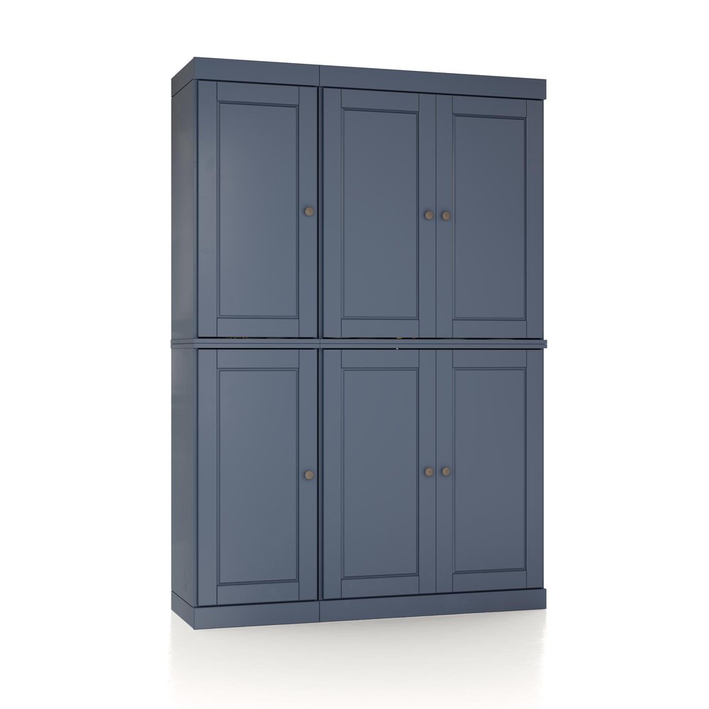 72" French Blue Solid Wood 8 Pantry Or Storage Closet — view 1