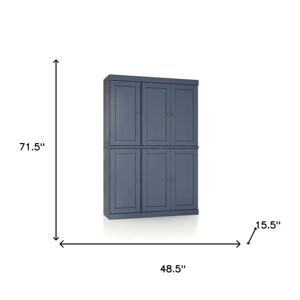 72" French Blue Solid Wood 8 Pantry Or Storage Closet — view 4