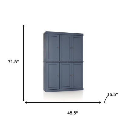 72" French Blue Solid Wood 8 Pantry Or Storage Closet HomeRoots