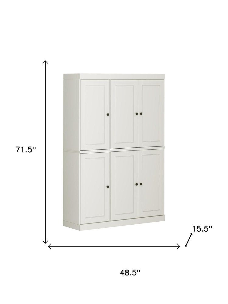 72" Off White Solid Wood 8 Pantry Or Storage Closet — view 5