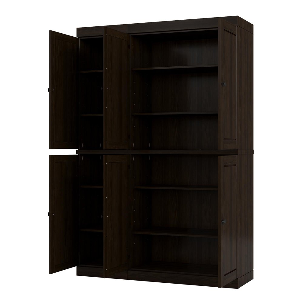 72" Espresso Solid Wood 8 Pantry Or Storage Closet — view 2