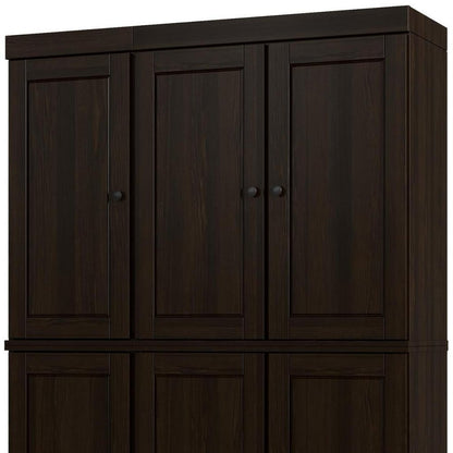 72" Espresso Solid Wood 8 Pantry Or Storage Closet HomeRoots