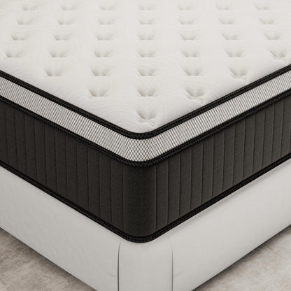 12" Queen Memory Foam Medium Euro Top Hybrid Mattress HomeRoots