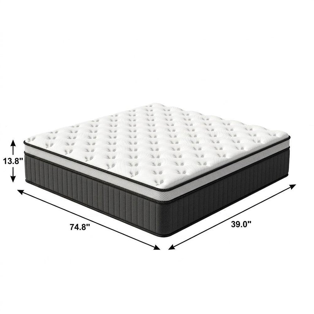14" Twin Memory Foam Medium Euro Top Hybrid Mattress — view 2