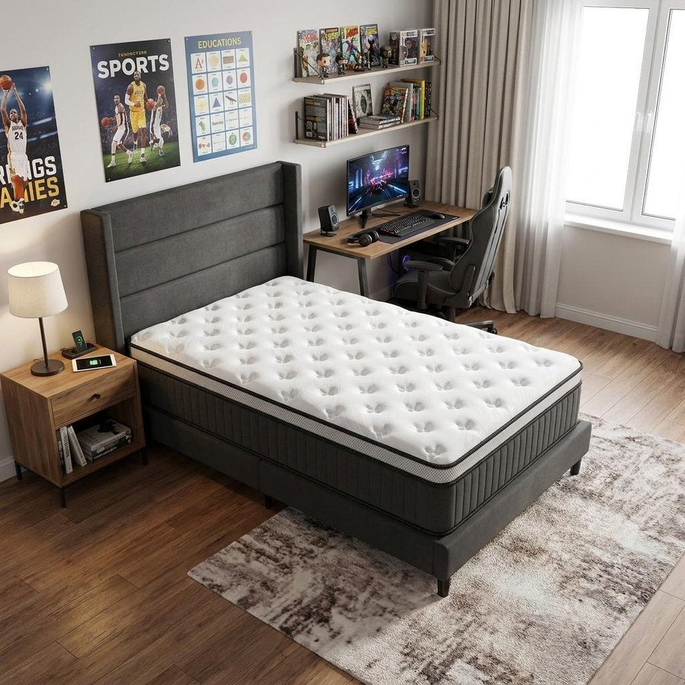 14" Twin Memory Foam Medium Euro Top Hybrid Mattress — view 4