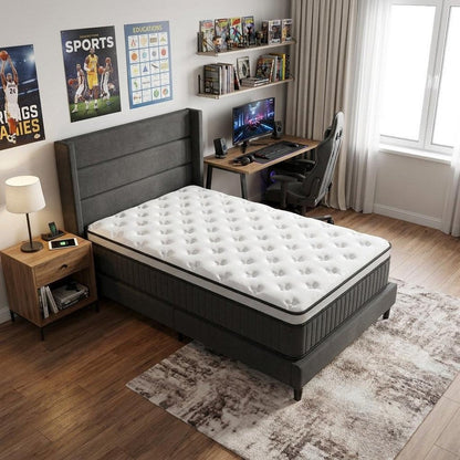 14" Twin Memory Foam Medium Euro Top Hybrid Mattress HomeRoots
