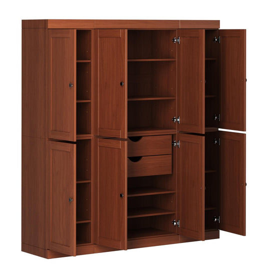 72" Coffee Solid Wood 8 Two Drawer Pantry Or Storage Closet HomeRoots