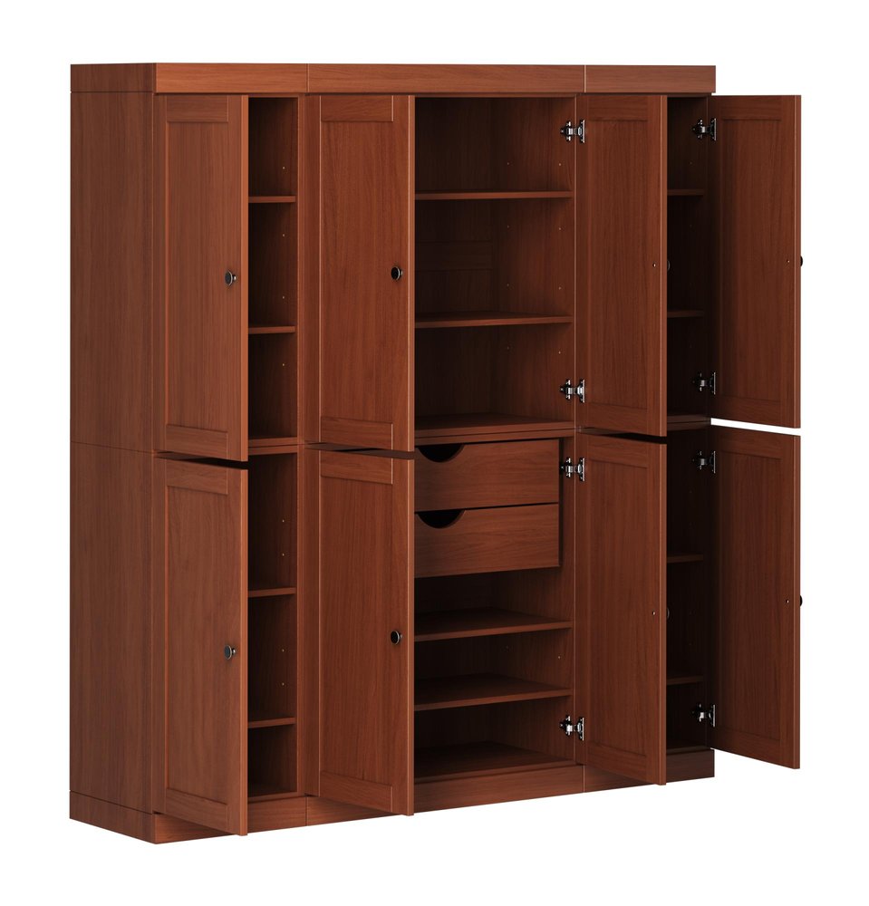 72" Coffee Solid Wood 8 Two Drawer Pantry Or Storage Closet — view 2