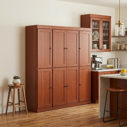 72" Coffee Solid Wood 8 Two Drawer Pantry Or Storage Closet HomeRoots