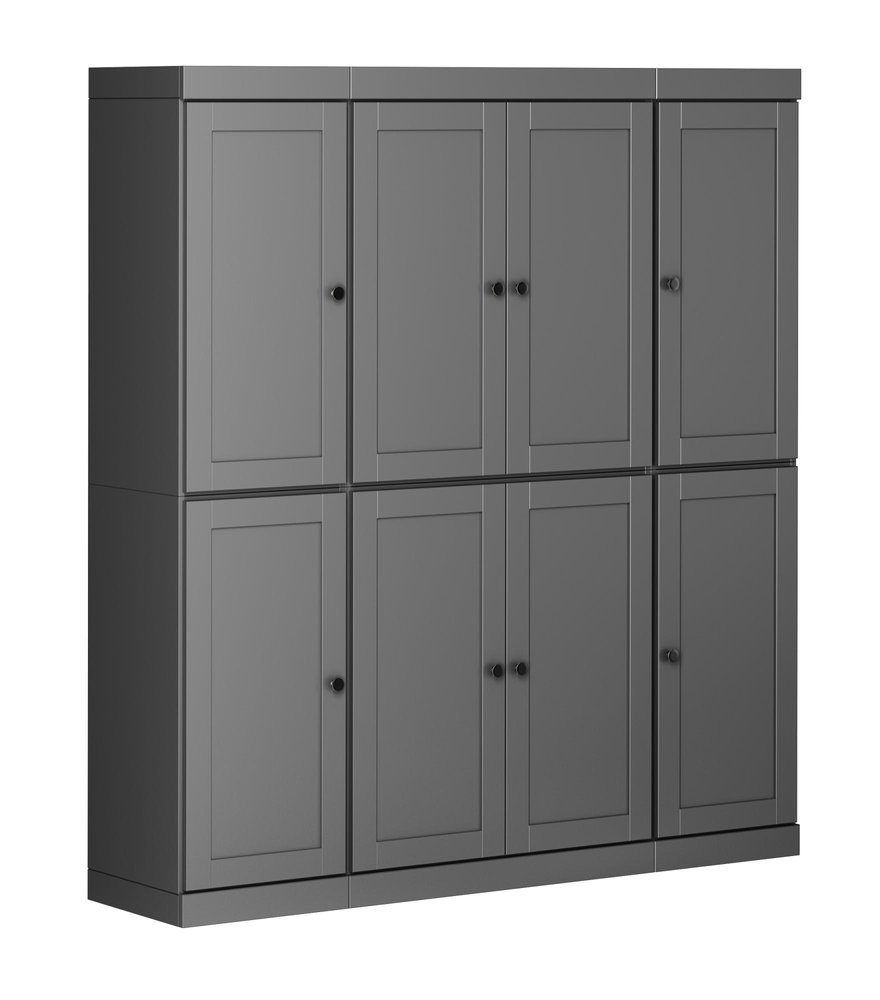 72" Gray Solid Wood 8 Two Drawer Pantry Or Storage Closet — view 1