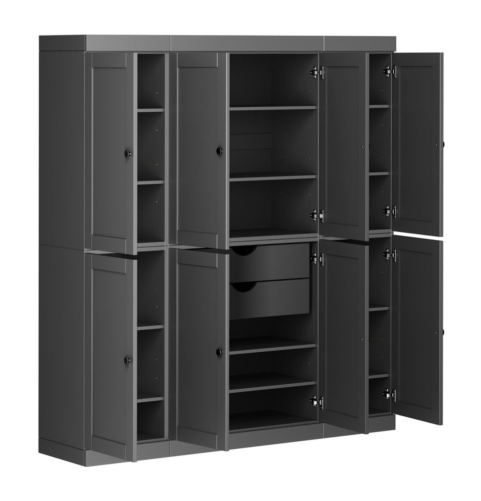 72" Gray Solid Wood 8 Two Drawer Pantry Or Storage Closet HomeRoots