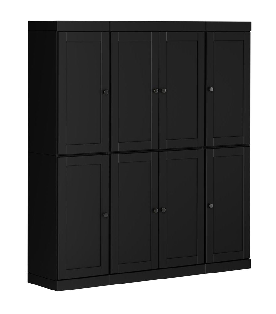 72" Black Solid Wood 8 Two Drawer Pantry Or Storage Closet — view 1