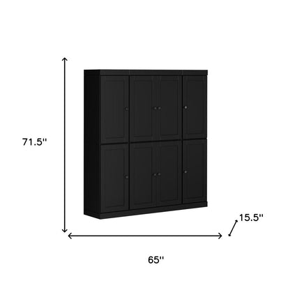 72" Black Solid Wood 8 Two Drawer Pantry Or Storage Closet HomeRoots