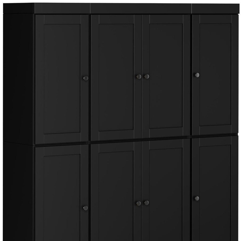 72" Black Solid Wood 8 Two Drawer Pantry Or Storage Closet — view 3