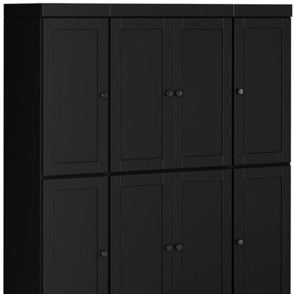 72" Black Solid Wood 8 Two Drawer Pantry Or Storage Closet HomeRoots