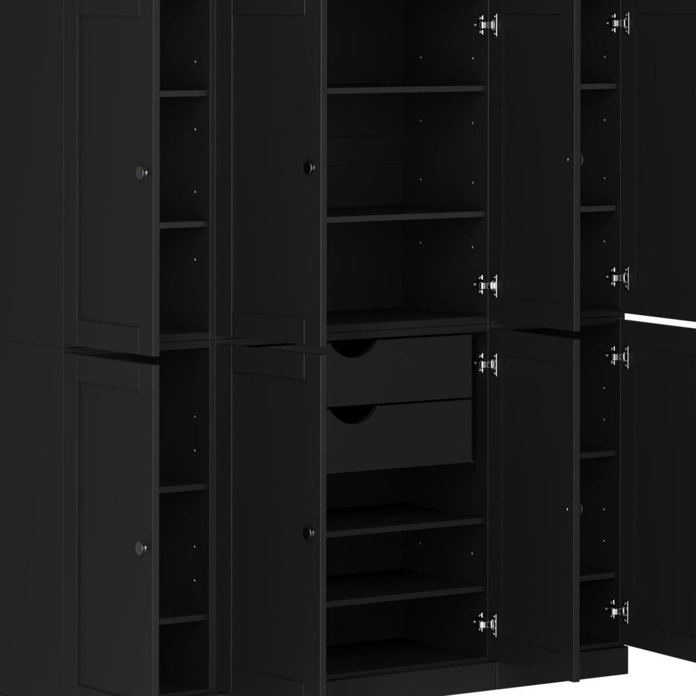 72" Black Solid Wood 8 Two Drawer Pantry Or Storage Closet — view 6