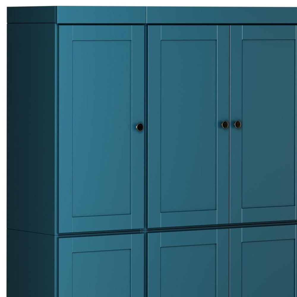 72" Teal Blue Solid Wood 8 Two Drawer Pantry Or Storage Closet HomeRoots