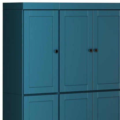 72" Teal Blue Solid Wood 8 Two Drawer Pantry Or Storage Closet