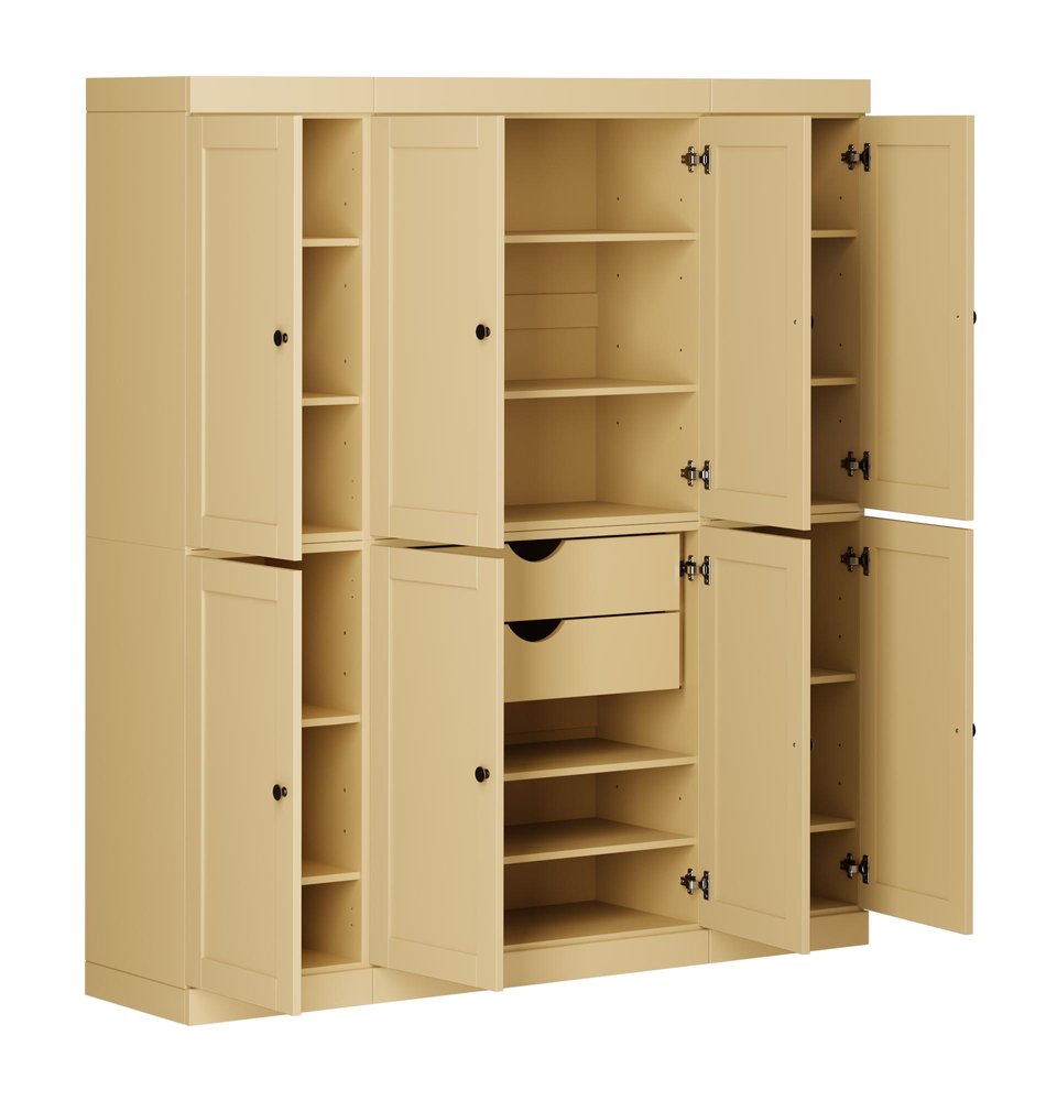 72" Yellow Solid Wood 8 Two Drawer Pantry Or Storage Closet HomeRoots
