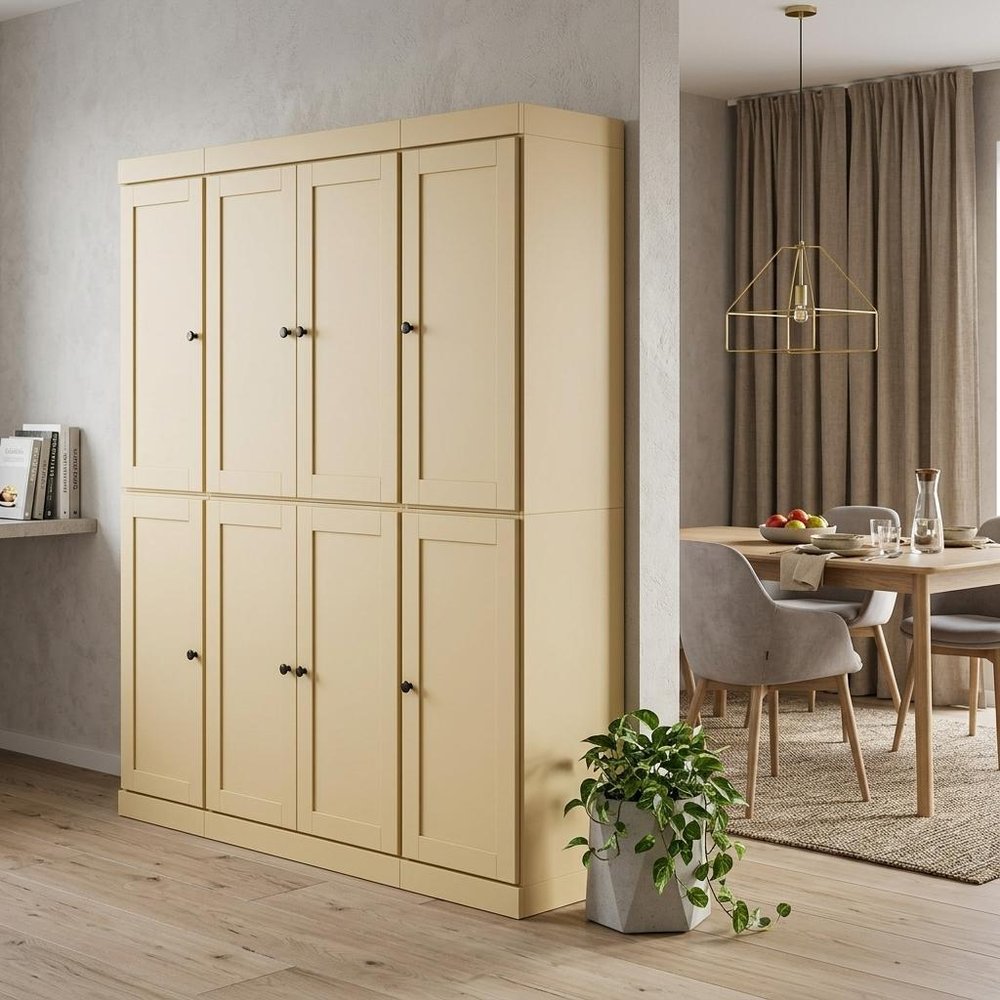 72" Yellow Solid Wood 8 Two Drawer Pantry Or Storage Closet — view 5