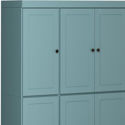 72" Aqua Solid Wood 8 Two Drawer Pantry Or Storage Closet HomeRoots