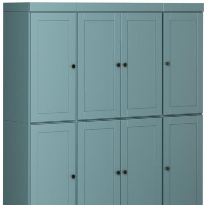 72" Aqua Solid Wood 8 Two Drawer Pantry Or Storage Closet HomeRoots