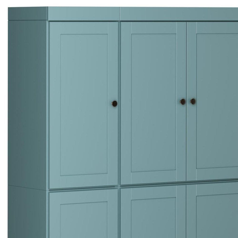 72" Aqua Solid Wood 8 Two Drawer Pantry Or Storage Closet HomeRoots