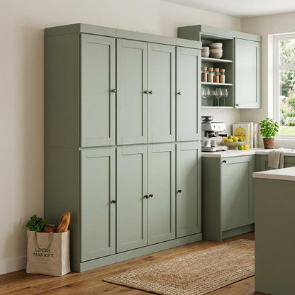 72" Sage Solid Wood 8 Two Drawer Pantry Or Storage Closet HomeRoots