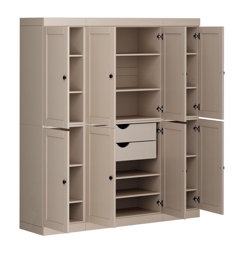 72" Beige Solid Wood 8 Two Drawer Pantry Or Storage Closet — view 2