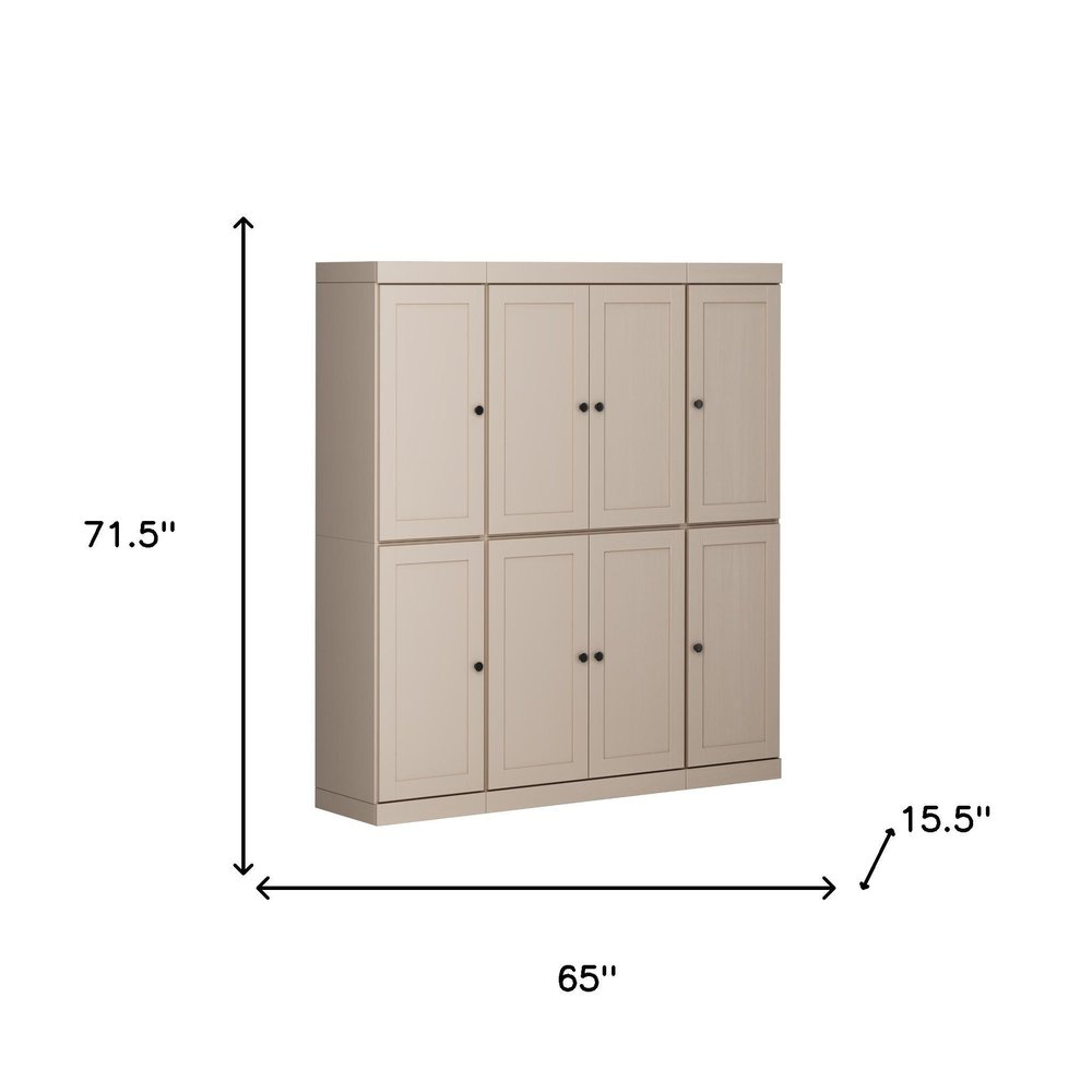 72" Beige Solid Wood 8 Two Drawer Pantry Or Storage Closet — view 4