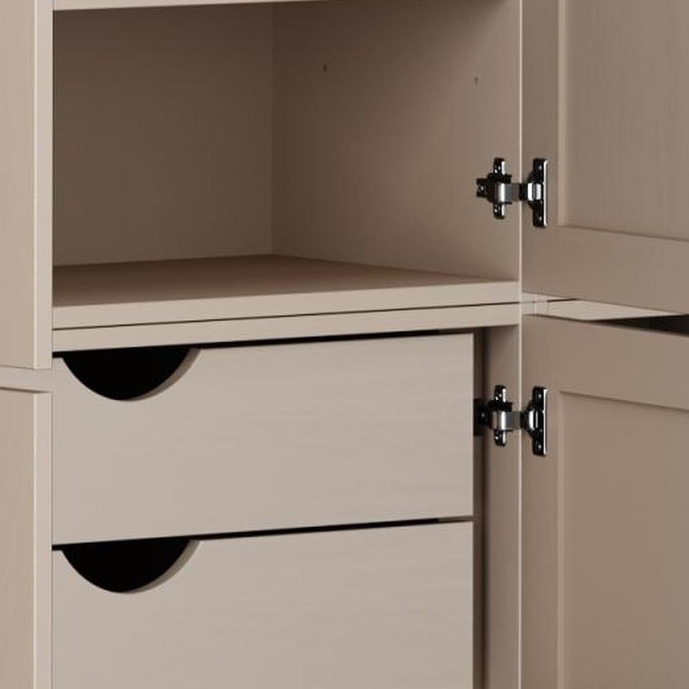 72" Beige Solid Wood 8 Two Drawer Pantry Or Storage Closet