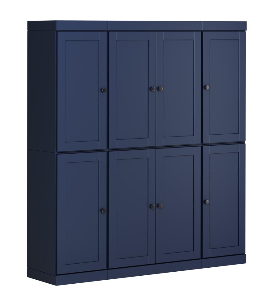 72" Navy Blue Solid Wood 8 Two Drawer Pantry Or Storage Closet HomeRoots