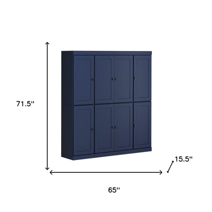 72" Navy Blue Solid Wood 8 Two Drawer Pantry Or Storage Closet HomeRoots