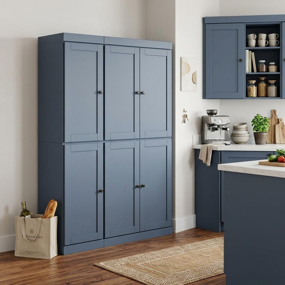 72" French Blue Solid Wood 8 Two Drawer Pantry Or Storage Closet — view 6