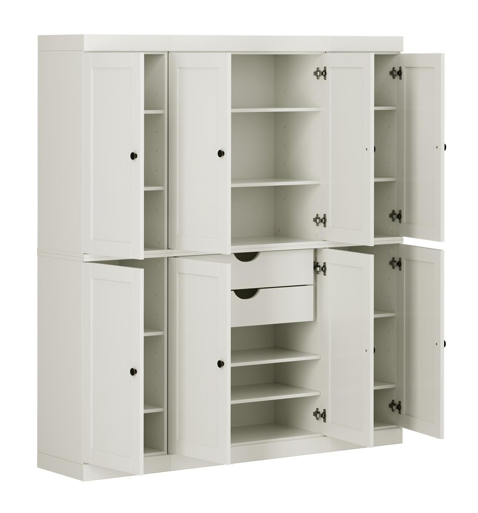 72" Off White Solid Wood 8 Two Drawer Pantry Or Storage Closet HomeRoots