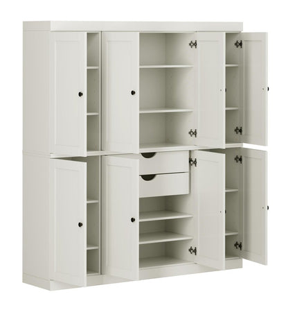 72" Off White Solid Wood 8 Two Drawer Pantry Or Storage Closet HomeRoots