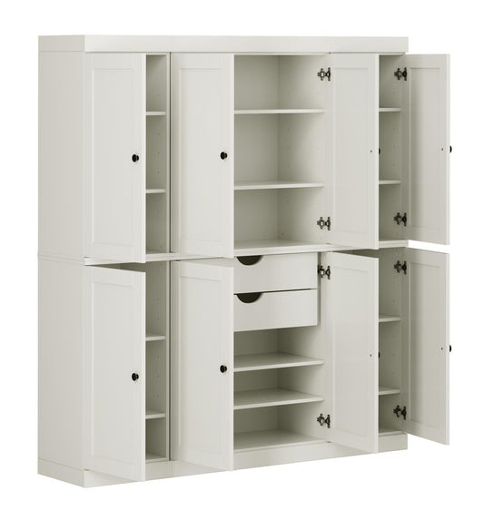 72" Off White Solid Wood 8 Two Drawer Pantry Or Storage Closet HomeRoots