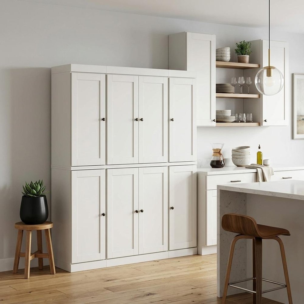 72" Off White Solid Wood 8 Two Drawer Pantry Or Storage Closet HomeRoots