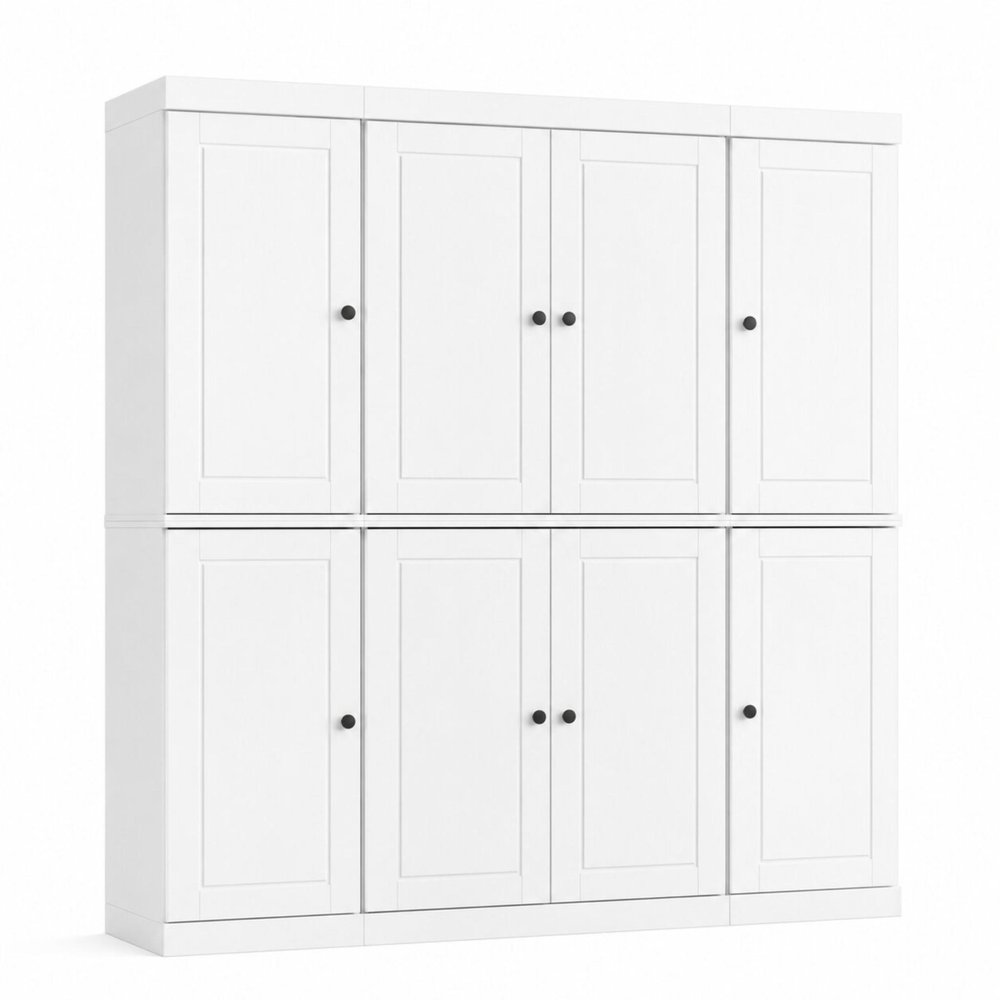 72" White Solid Wood 8 Pantry Or Storage Closet HomeRoots