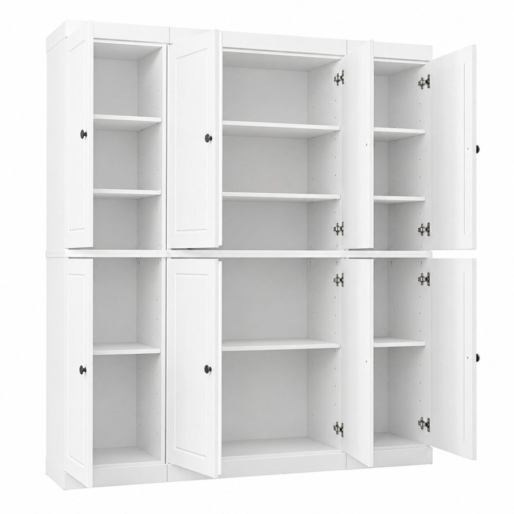72" White Solid Wood 8 Pantry Or Storage Closet — view 2