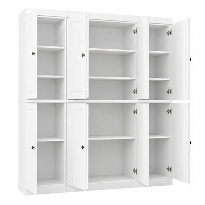 72" White Solid Wood 8 Pantry Or Storage Closet HomeRoots