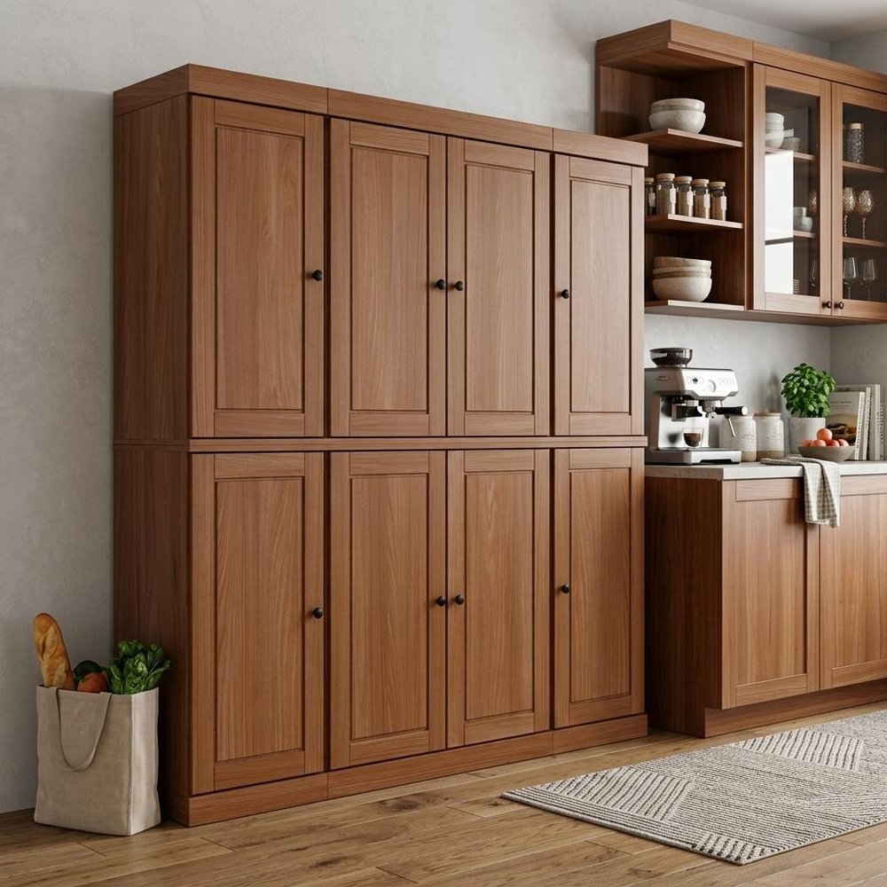 72" Coffee Solid Wood 8 Pantry Or Storage Closet — view 4