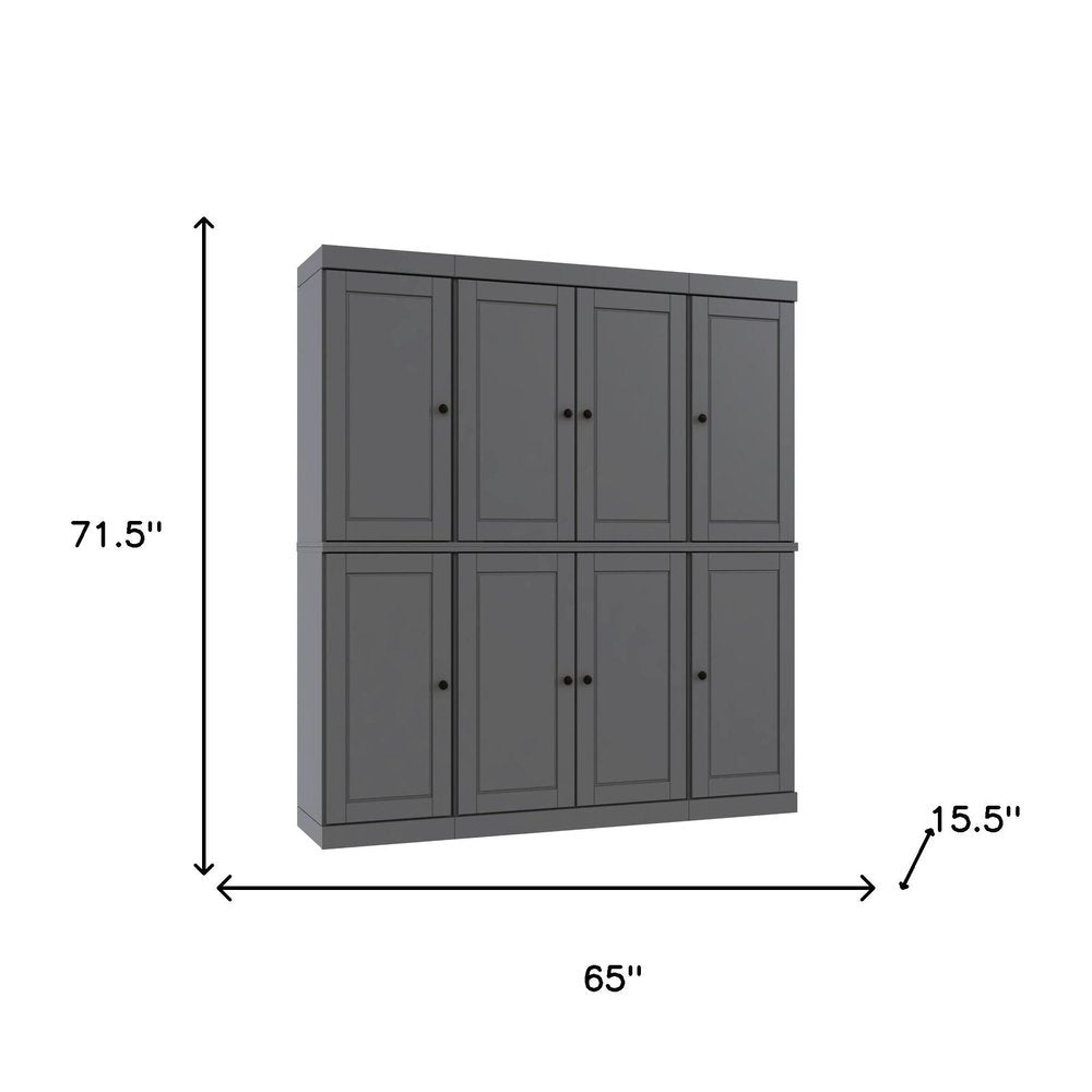 72" Gray Solid Wood 8 Pantry Or Storage Closet — view 3