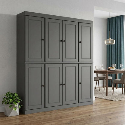 72" Gray Solid Wood 8 Pantry Or Storage Closet HomeRoots