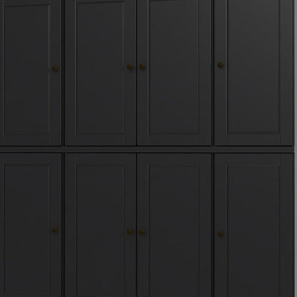 72" Black Solid Wood 8 Pantry Or Storage Closet