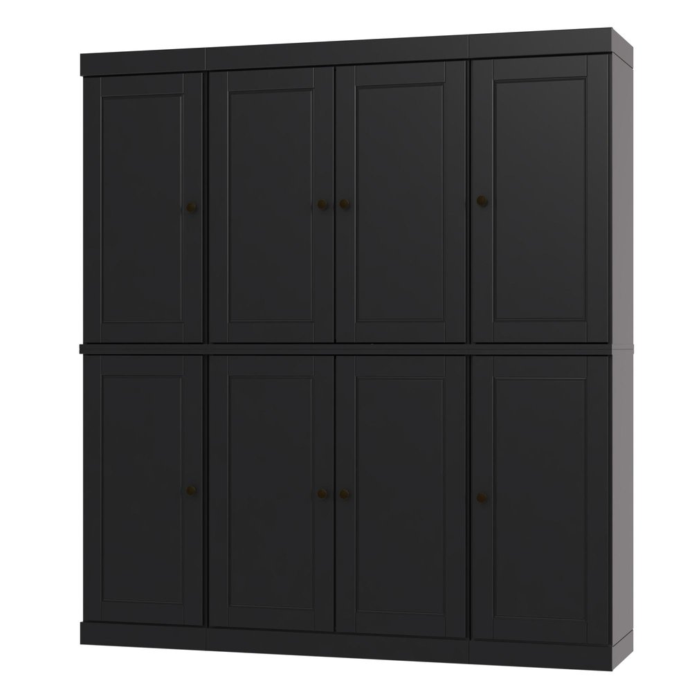 72" Black Solid Wood 8 Pantry Or Storage Closet — view 1